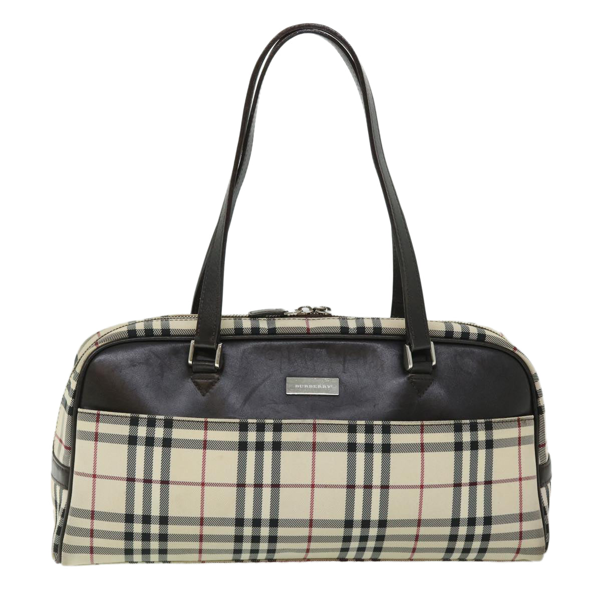 BURBERRY Nova Check Shoulder Bag Nylon Beige Auth 52504