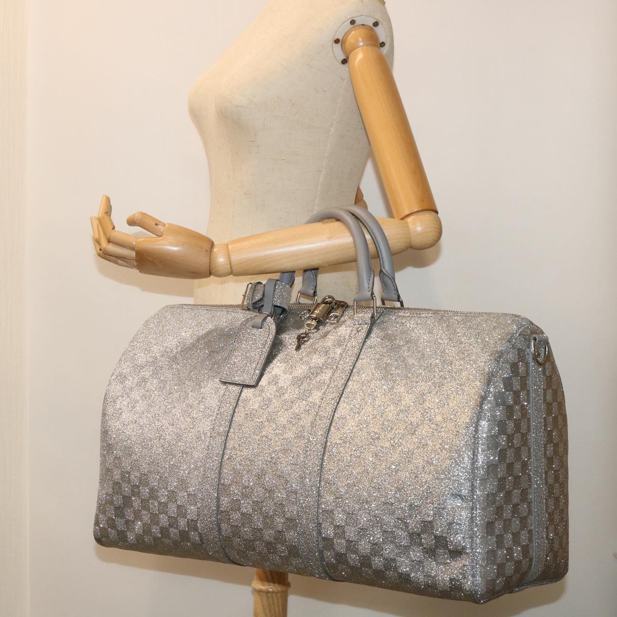 LOUIS VUITTON Damier Glitter Keepall Bandouliere 50 Bag N58041 LV Auth 52528A