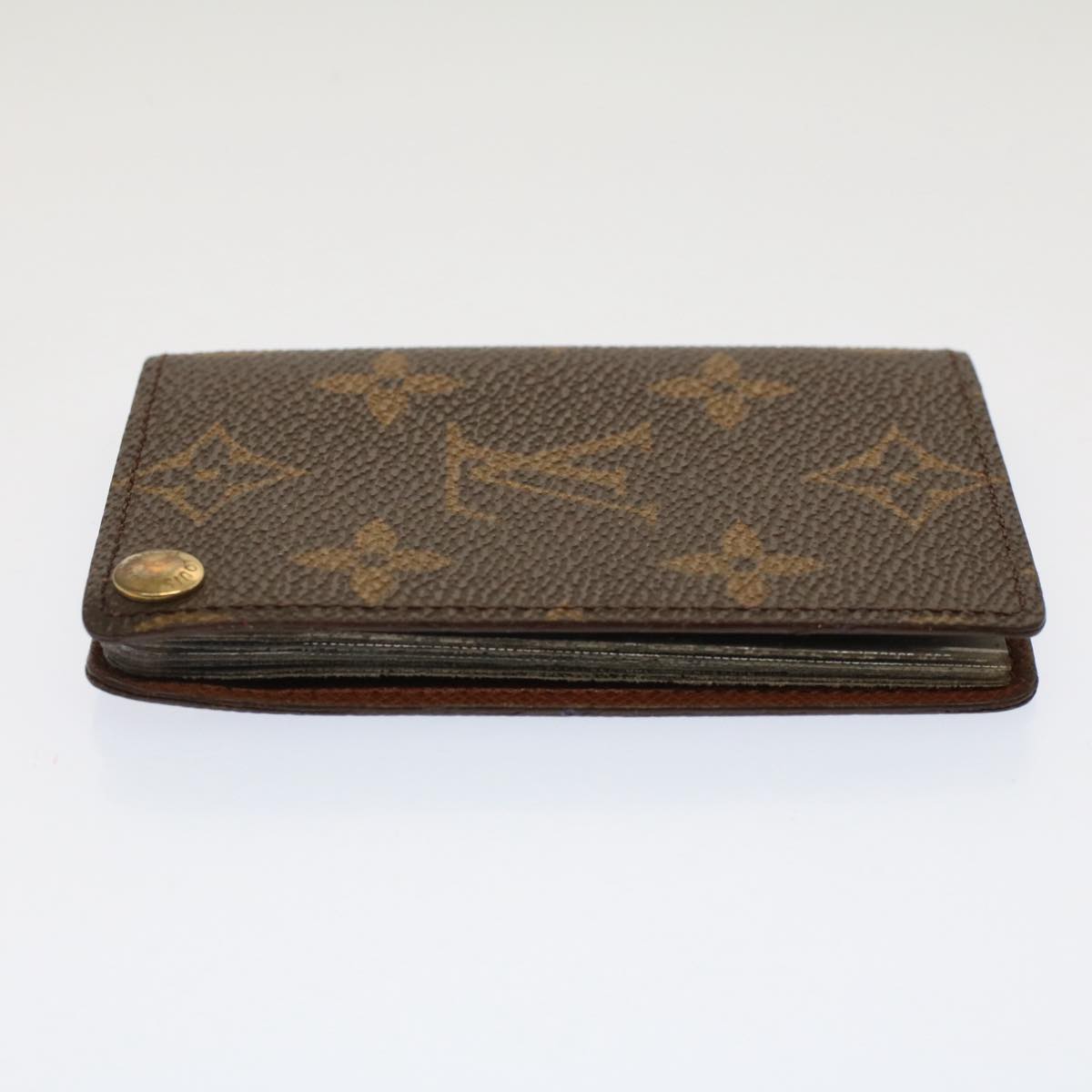 LOUIS VUITTON Monogram Porte Cartes Credit Pression Card Case M60937 Auth 52539