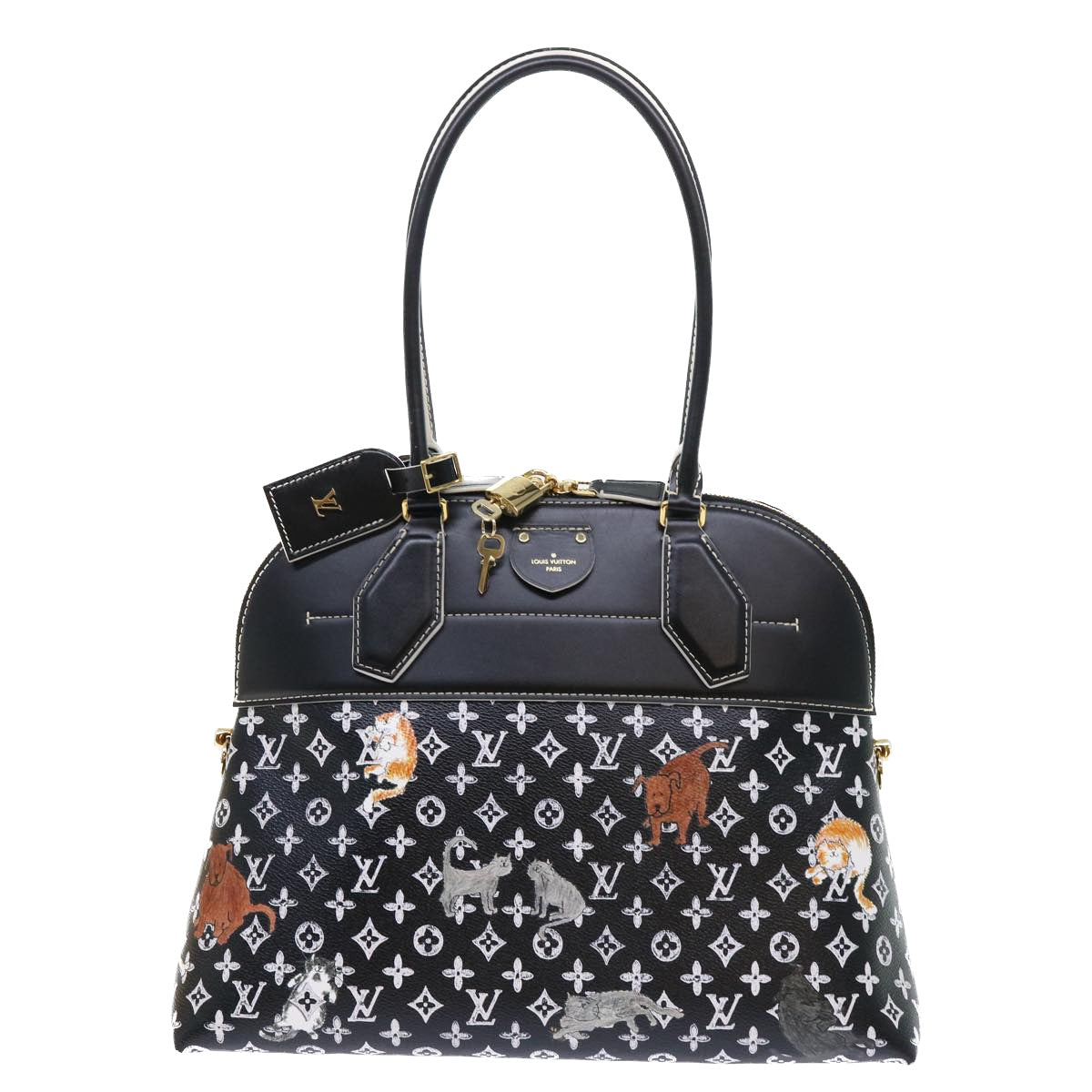 LOUIS VUITTON Catgram Alma Souple Hand Bag 2way Black M44403 LV Auth 52542SM