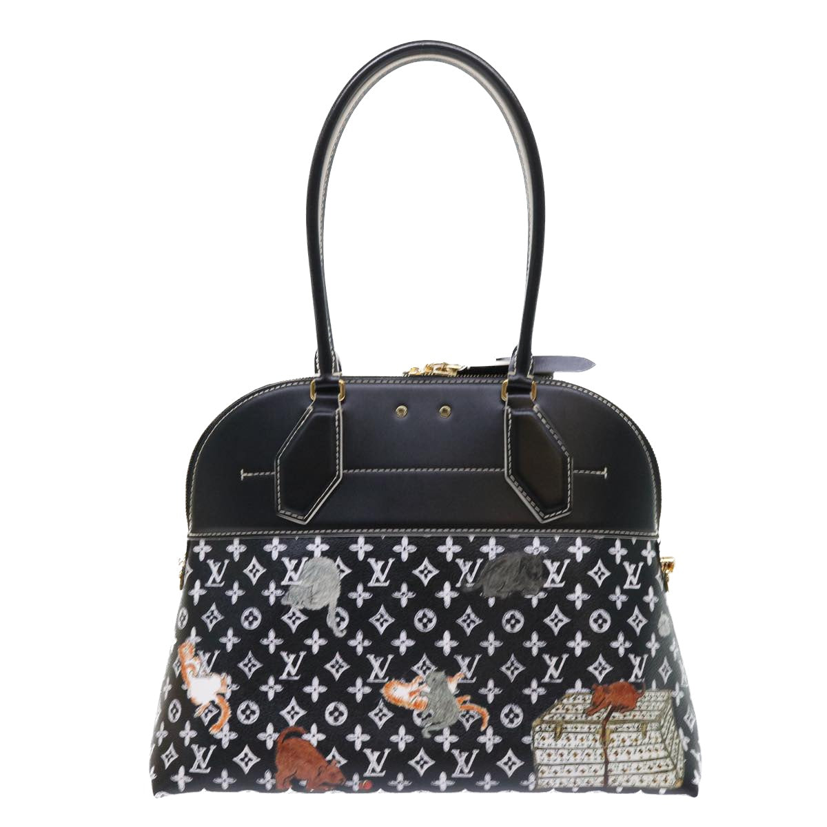 LOUIS VUITTON Catgram Alma Souple Hand Bag 2way Black M44403 LV Auth 52542SM