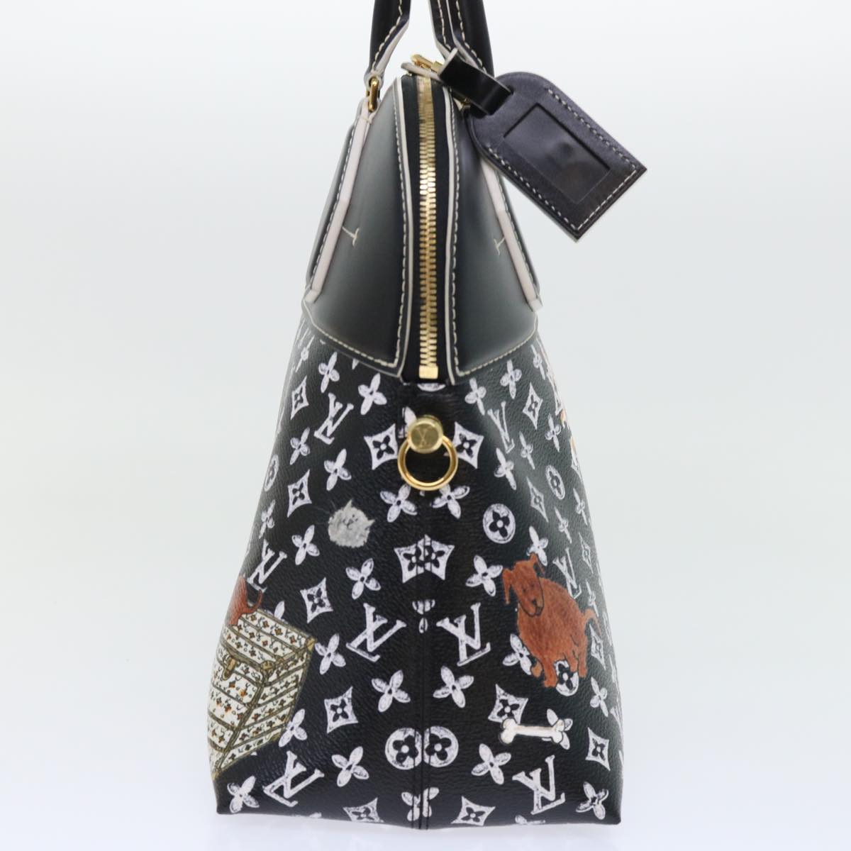 LOUIS VUITTON Catgram Alma Souple Hand Bag 2way Black M44403 LV Auth 52542SM