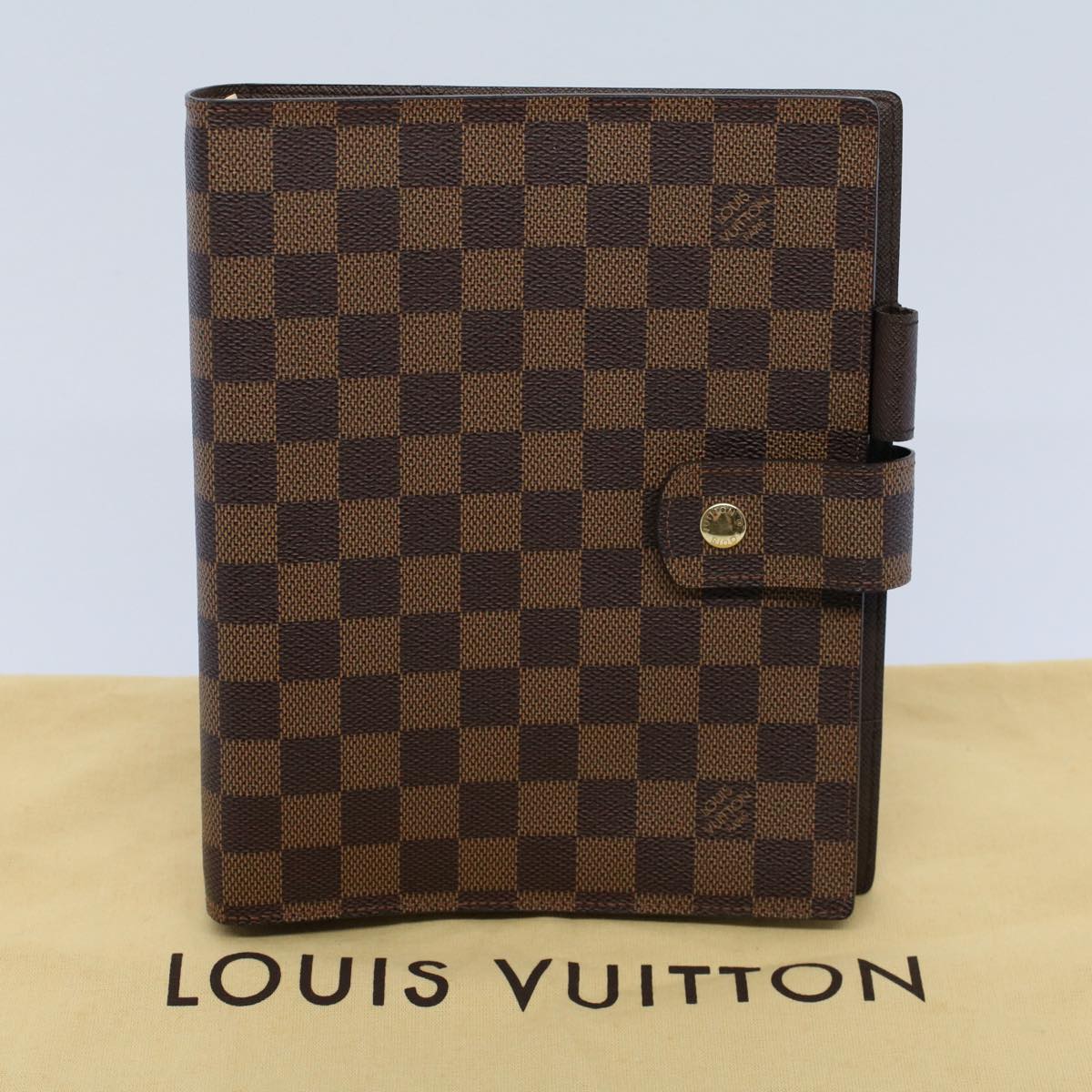 LOUIS VUITTON Damier Ebene Agenda GM Day Planner Cover R20107 LV Auth 52562