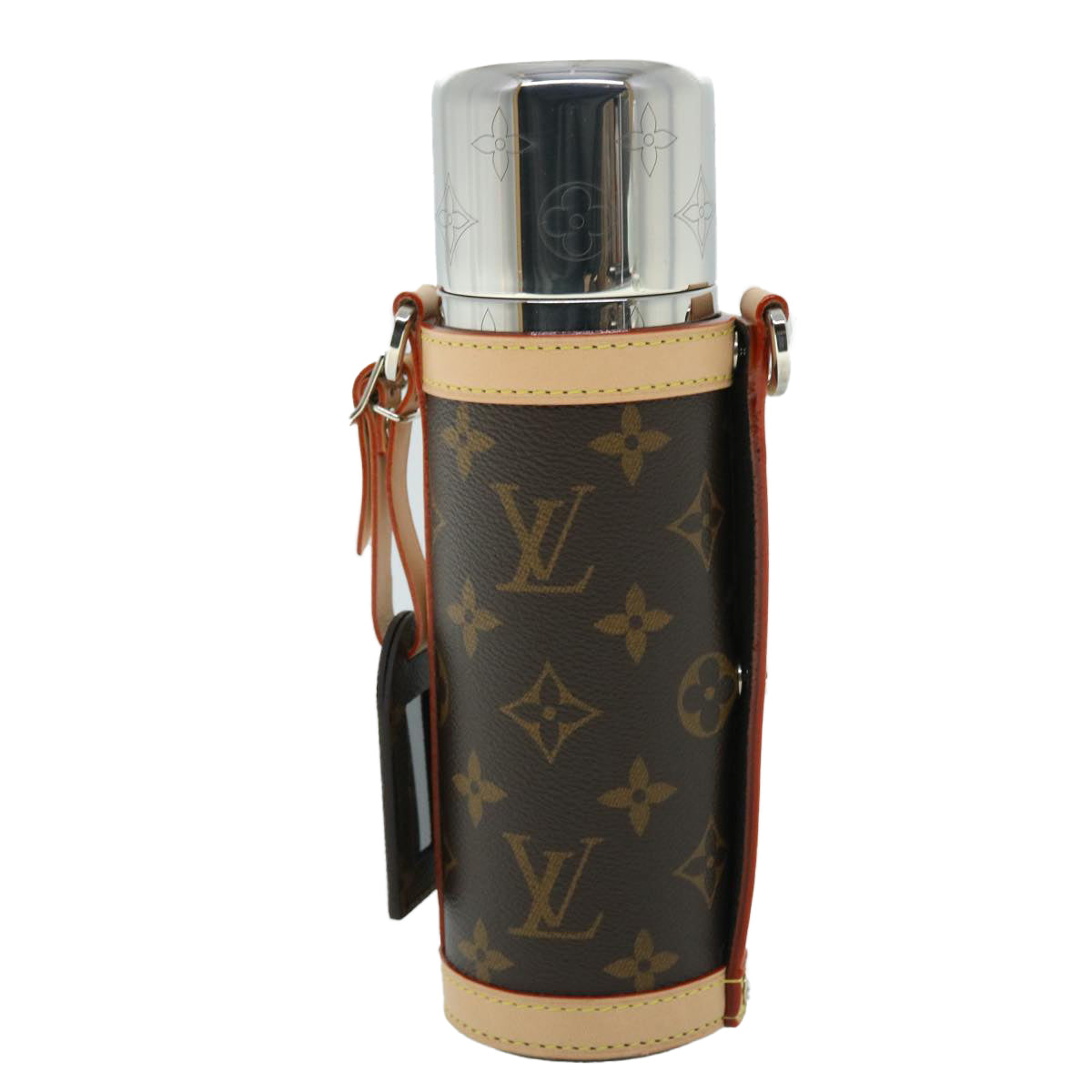 LOUIS VUITTON Monogram Flask Holder Water Bottle GI0518 LV Auth 52637A