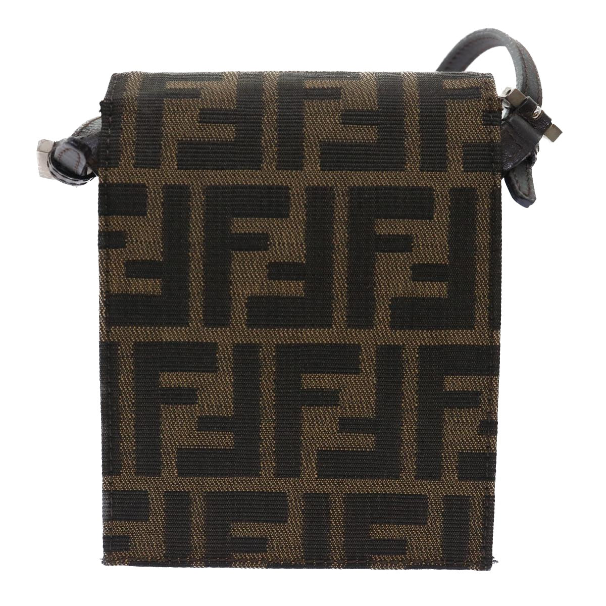 FENDI Zucca Canvas Mamma Baguette Shoulder Bag Brown Black Auth 52735