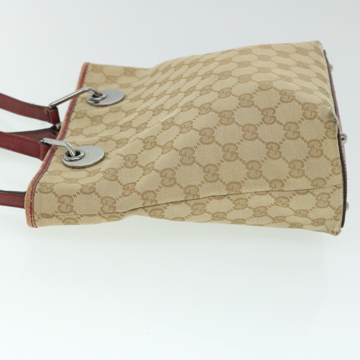 GUCCI GG Canvas Tote Bag Beige Red Auth 52753