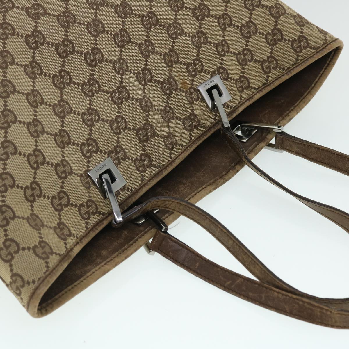 GUCCI GG Canvas Tote Bag Beige Brown Auth 52754