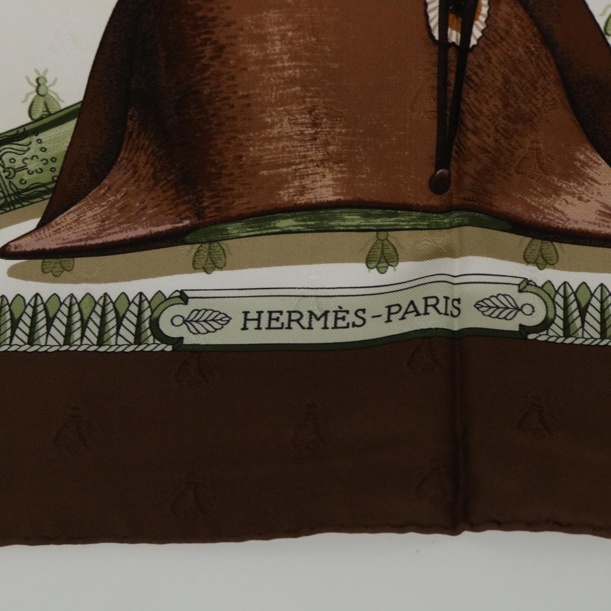 HERMES Carre 90 NAPLEON Scarf Silk Brown Auth 52779