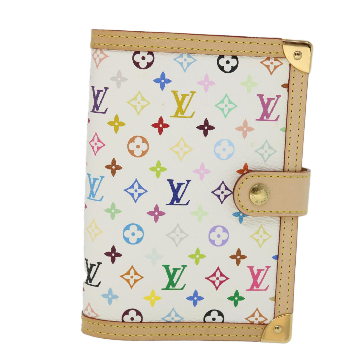 LOUIS VUITTON Multicolor Agenda PM Day Planner Cover White R21074 LV Auth 52873A