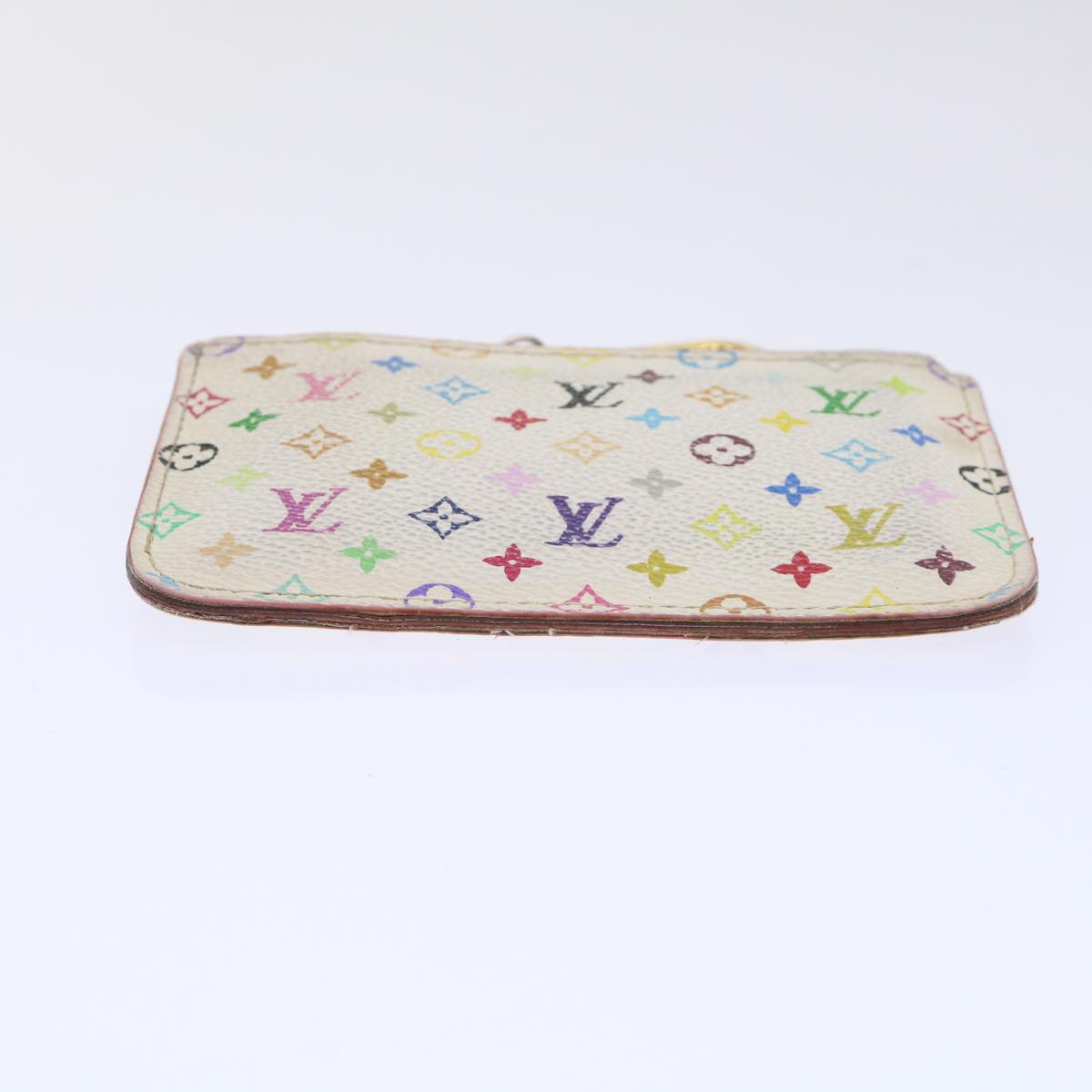 LOUIS VUITTON Multicolor Pochette Cles NM Coin Purse White M93734 LV Auth 52942