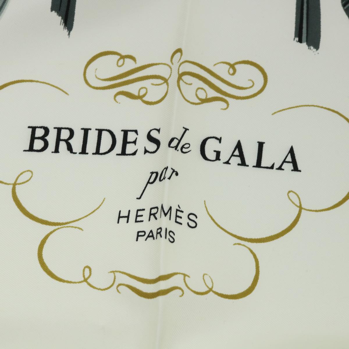 HERMES Carre 90 BRIDES de GALA Scarf Silk Light Blue White Auth 52944