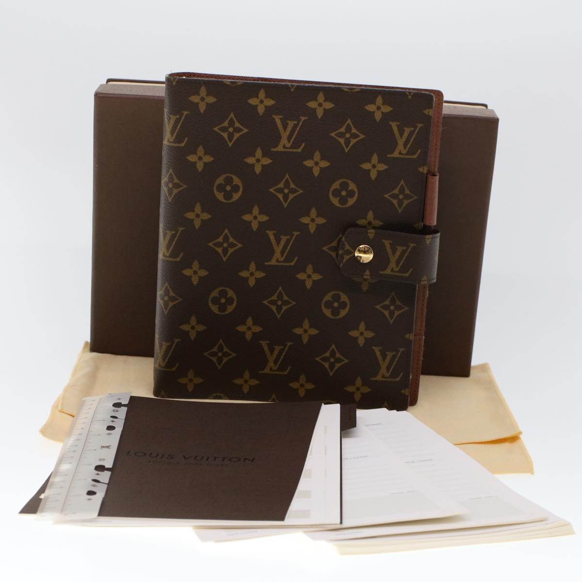 LOUIS VUITTON Monogram Agenda GM Day Planner Cover R20006 LV Auth 52994