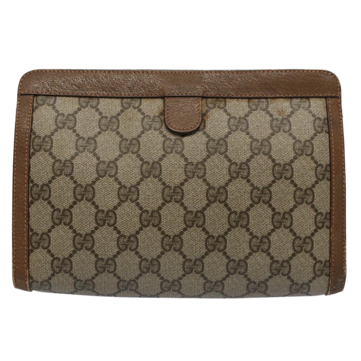 GUCCI GG Supreme Web Sherry Line Clutch Bag Beige Red Green 89 01 032 Auth 53008