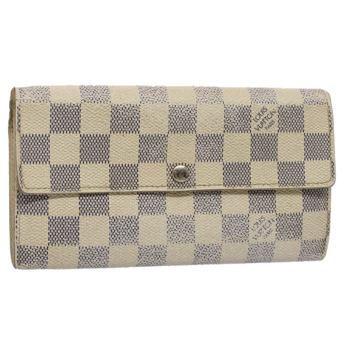 LOUIS VUITTON Damier Azur Portefeuille Sarah Long Wallet N63208 LV Auth 53032