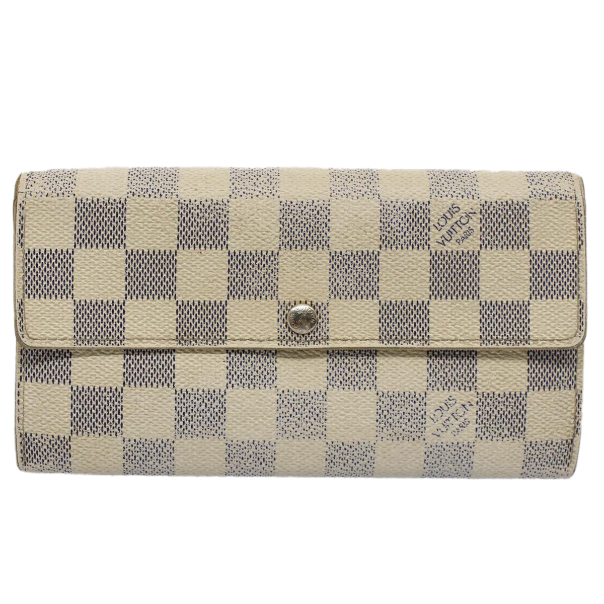 LOUIS VUITTON Damier Azur Portefeuille Sarah Long Wallet N63208 LV Auth 53032