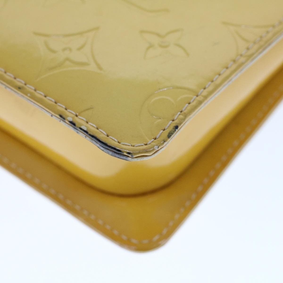 LOUIS VUITTON Monogram Vernis Motto Accessory Pouch Yellow M91159 LV Auth 53105