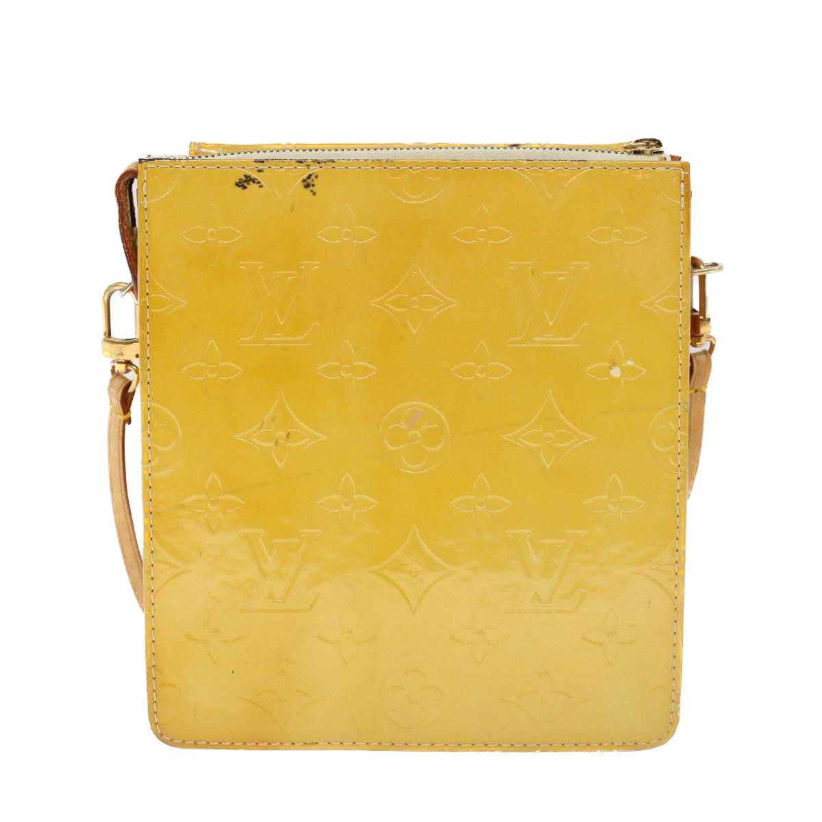 LOUIS VUITTON Monogram Vernis Motto Accessory Pouch Yellow M91159 LV Auth 53105