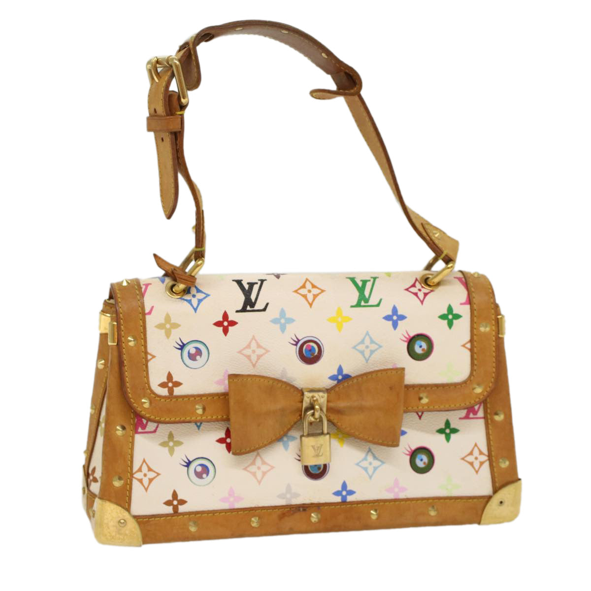 LOUIS VUITTON Multicolor Ribbon Pochette I Miss You Bag White M92051 Auth 53120