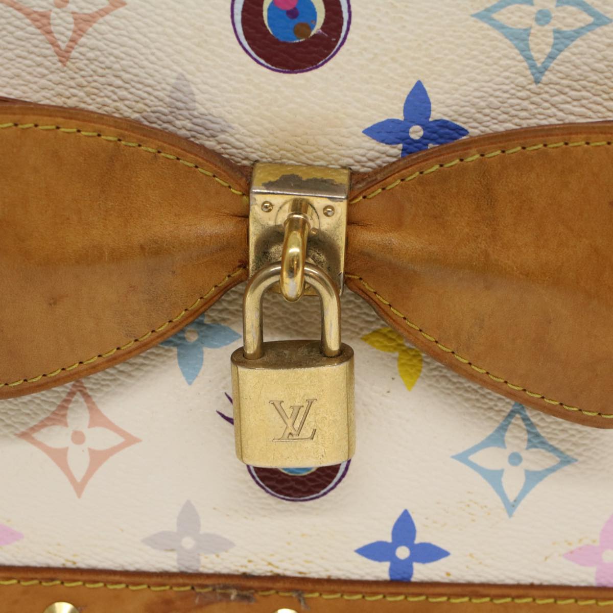 LOUIS VUITTON Multicolor Ribbon Pochette I Miss You Bag White M92051 Auth 53120