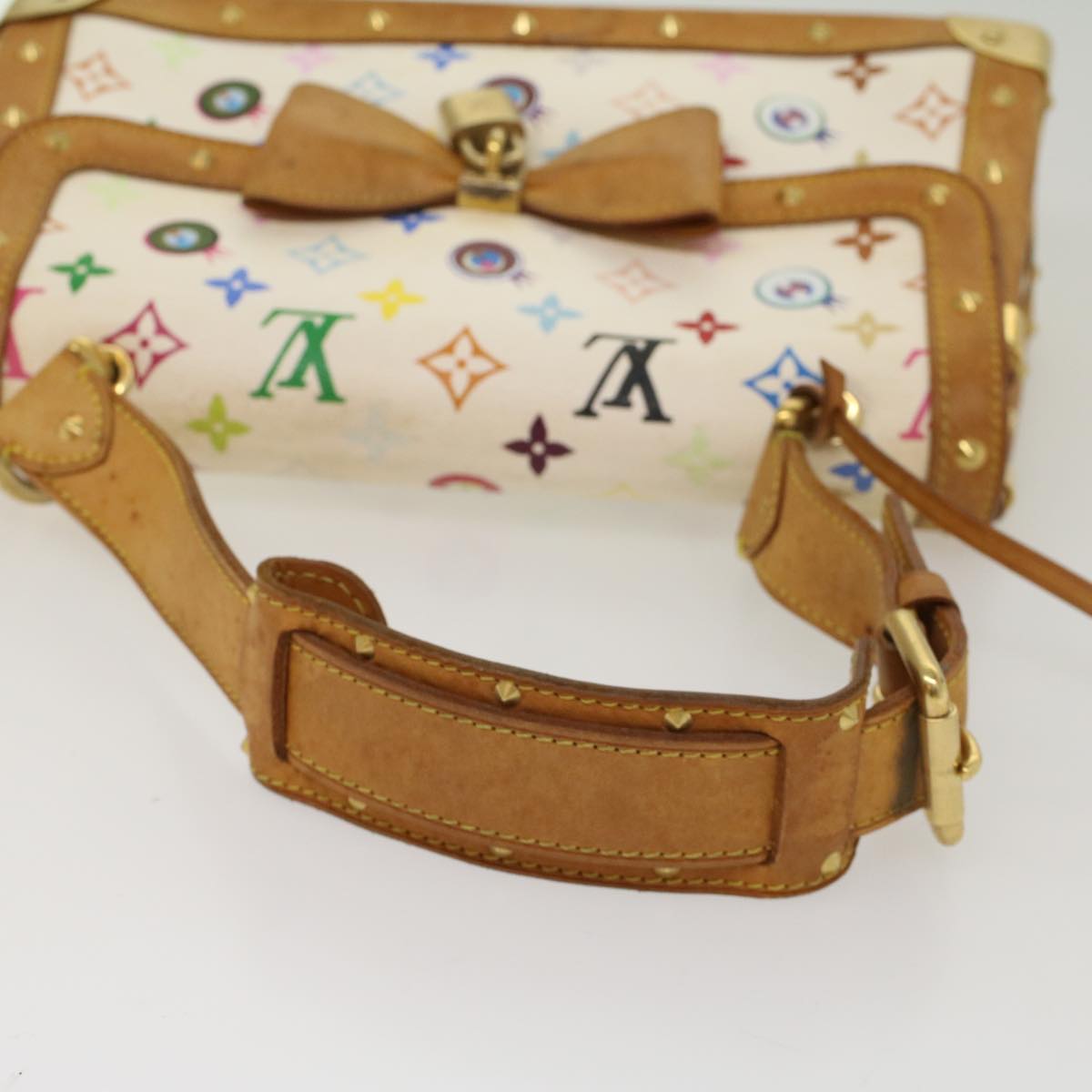 LOUIS VUITTON Multicolor Ribbon Pochette I Miss You Bag White M92051 Auth 53120