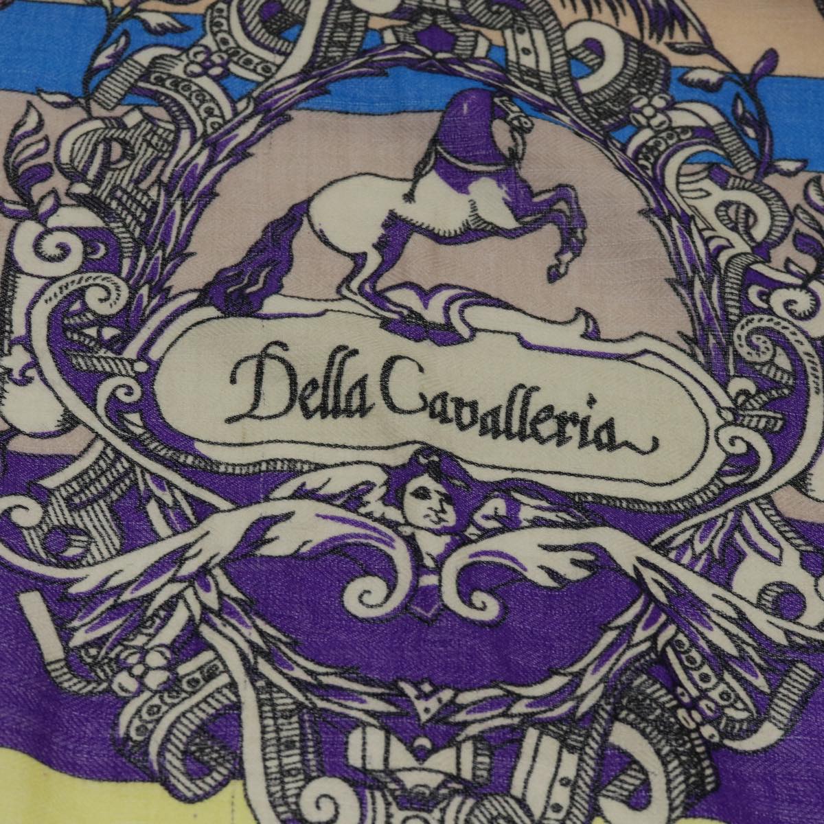 HERMES Carre 140 DELLA CAVALLERIA Scarf Silk Wool Purple Multicolor Auth 53290