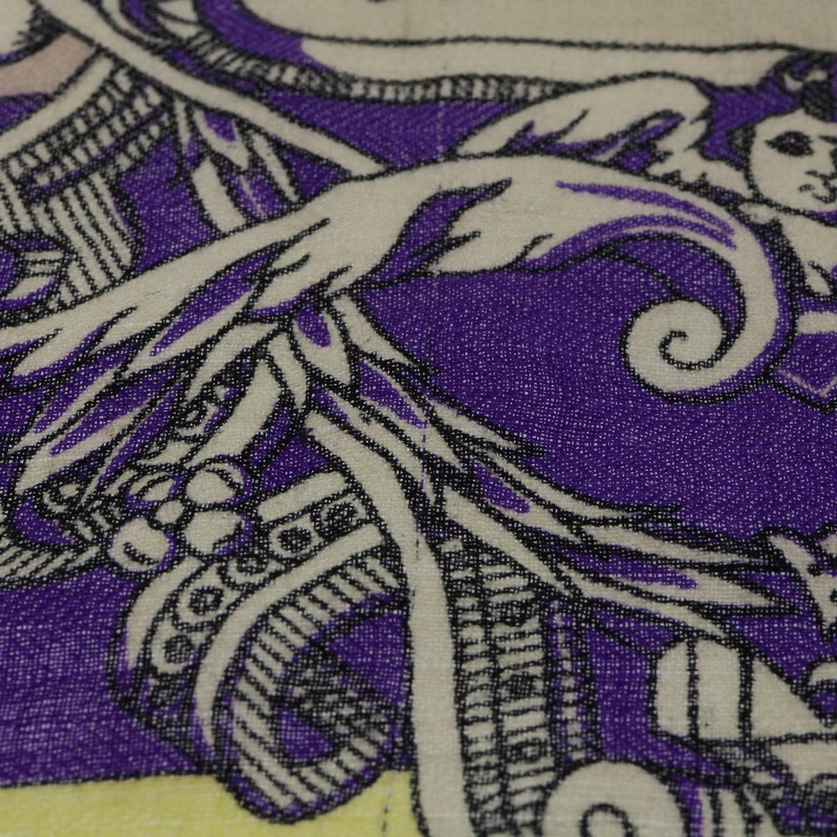 HERMES Carre 140 DELLA CAVALLERIA Scarf Silk Wool Purple Multicolor Auth 53290