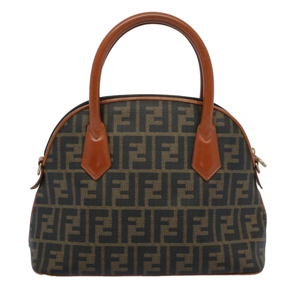 FENDI Zucca Canvas Hand Bag Black Brown Auth 53345