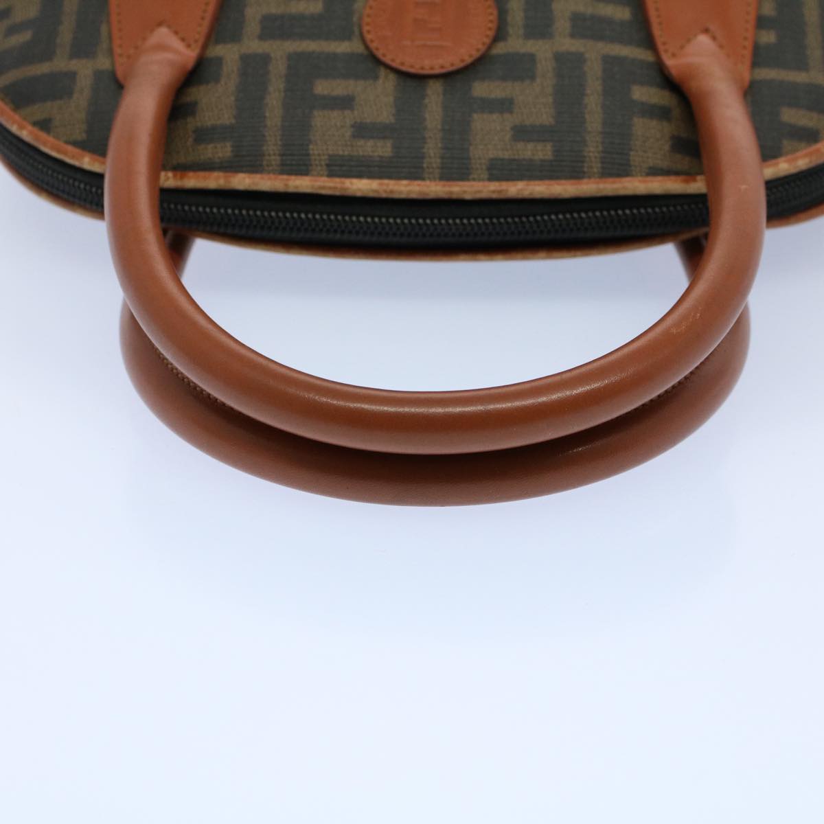 FENDI Zucca Canvas Hand Bag Black Brown Auth 53345