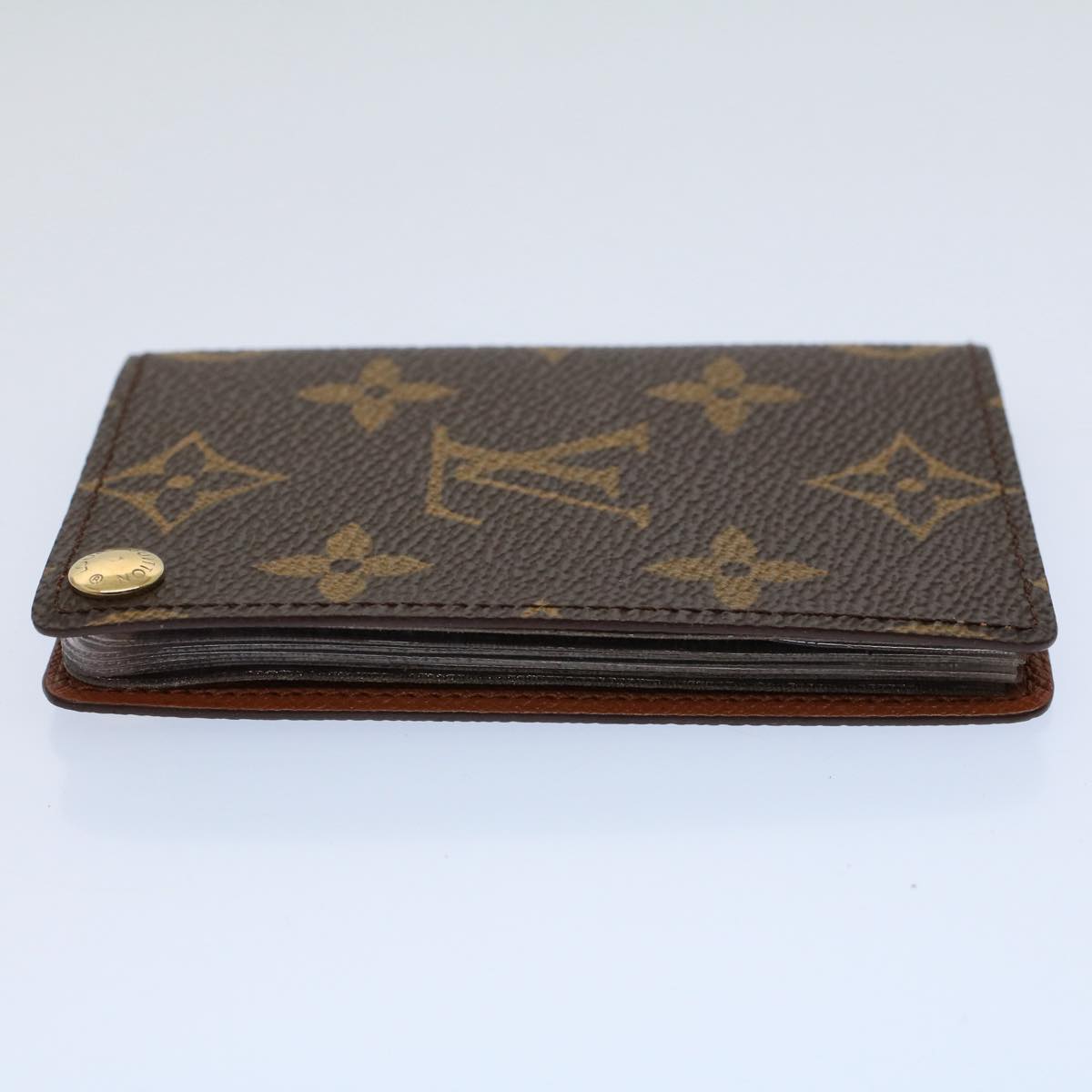 LOUIS VUITTON Monogram Porte Cartes Credit Pression Card Case M60937 Auth 53352