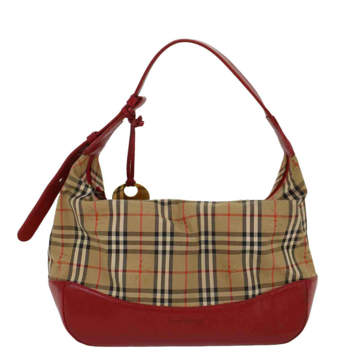 Burberrys Nova Check Hand Bag Canvas Leather Beige Red Auth 53395