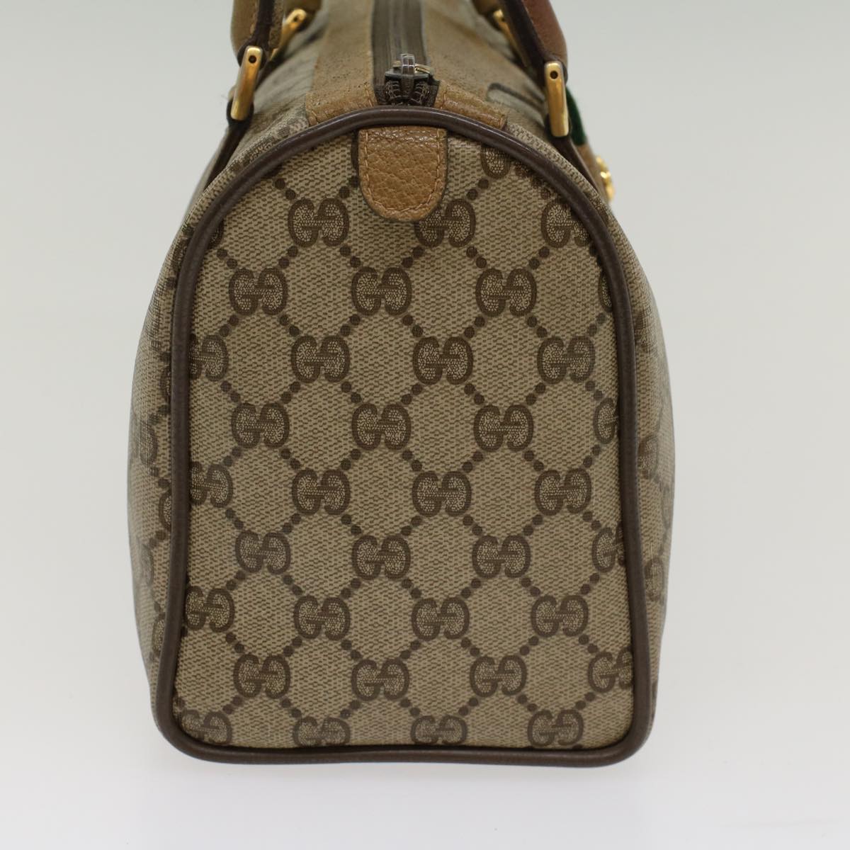 GUCCI GG Canvas Web Sherry Line Boston Bag Beige Red Green Auth 53399