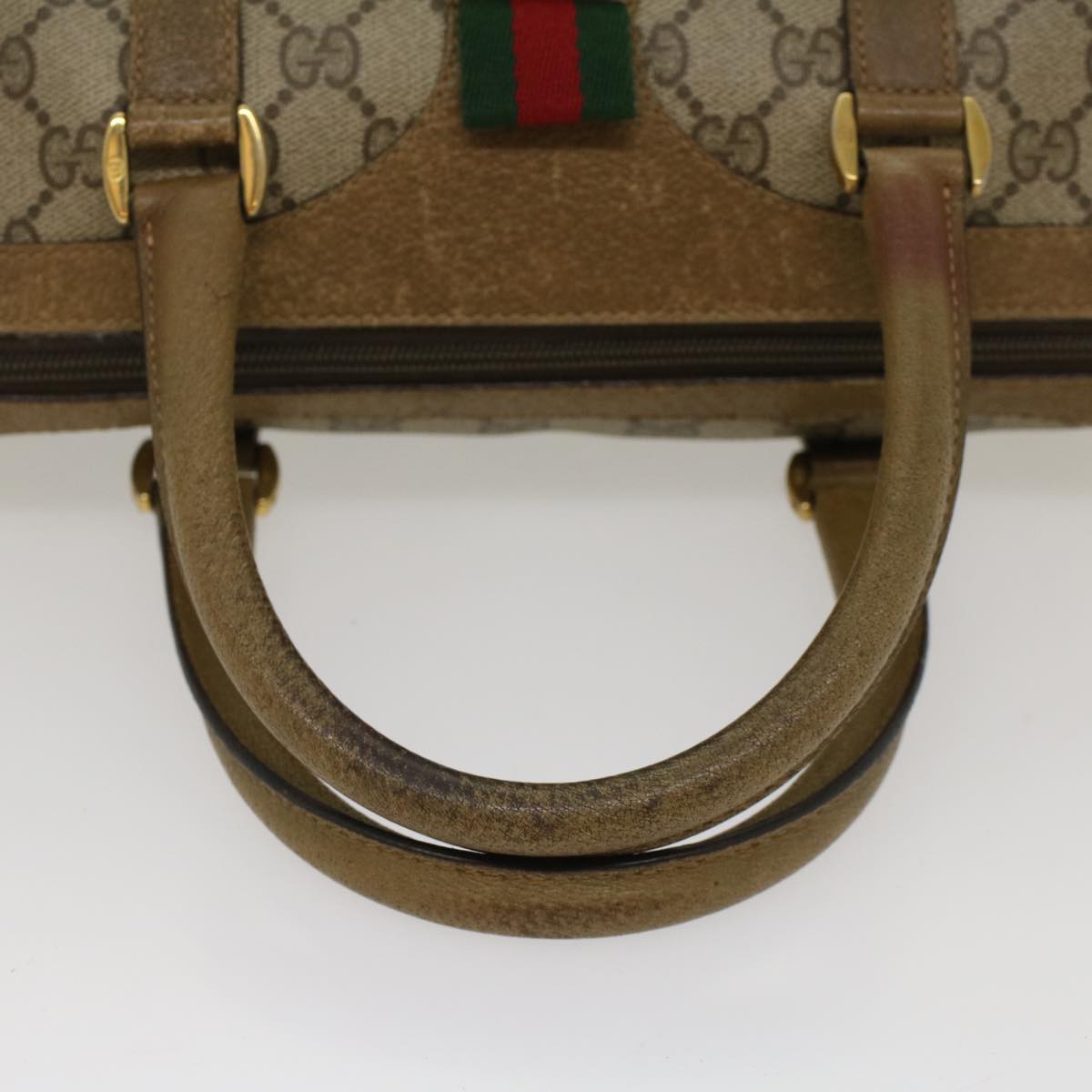 GUCCI GG Canvas Web Sherry Line Boston Bag Beige Red Green Auth 53399