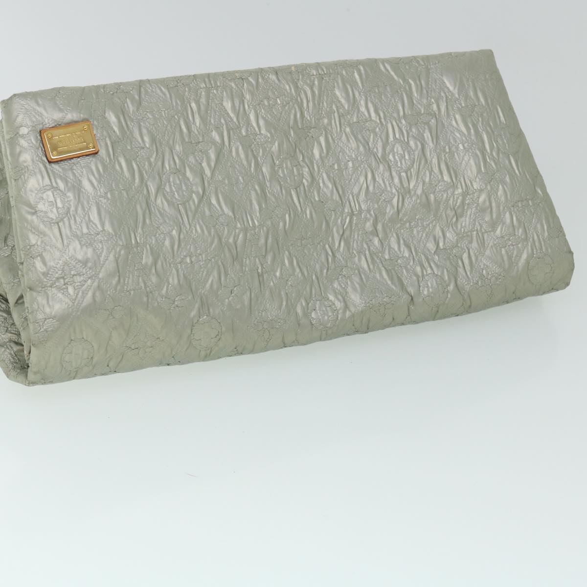 LOUIS VUITTON Monogram Lime Light Clutch PM Clutch Bag Silver M95576 Auth 53400