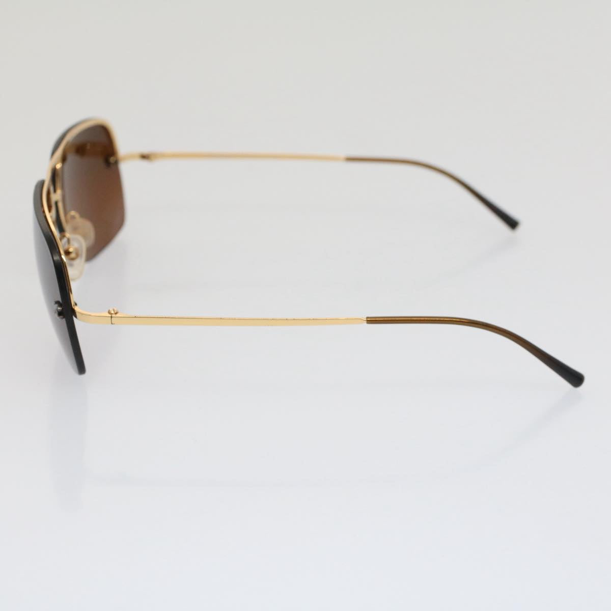 CHANEL Sunglasses Metal Black Gold Tone CC Auth 53401