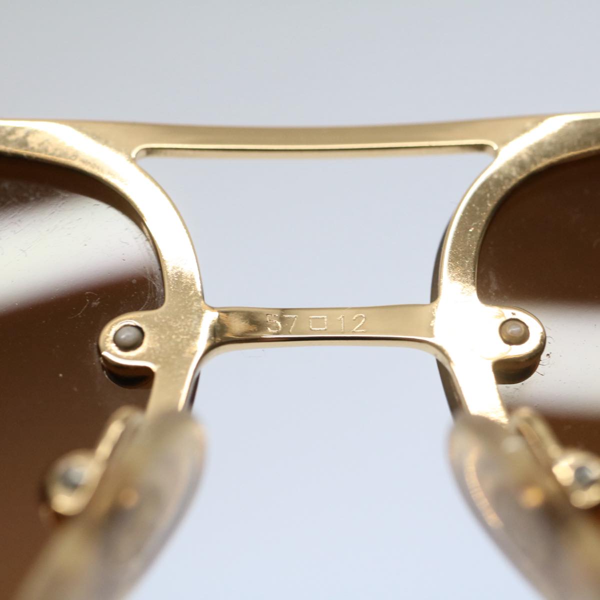 CHANEL Sunglasses Metal Black Gold Tone CC Auth 53401