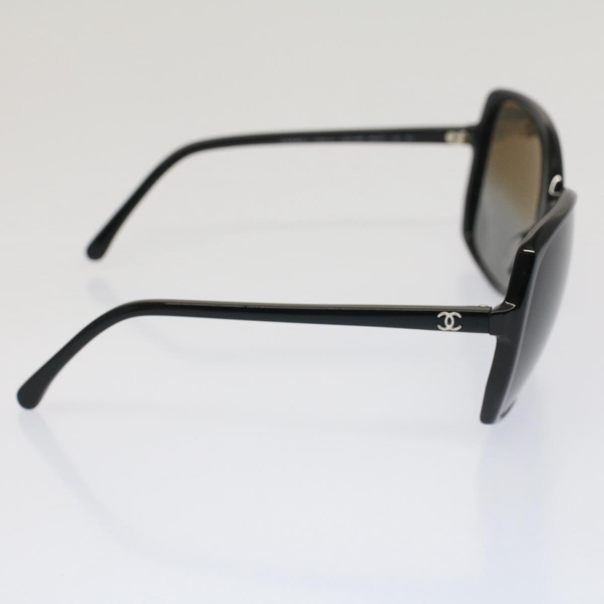 CHANEL Sunglasses Plastic Black CC Auth 53402