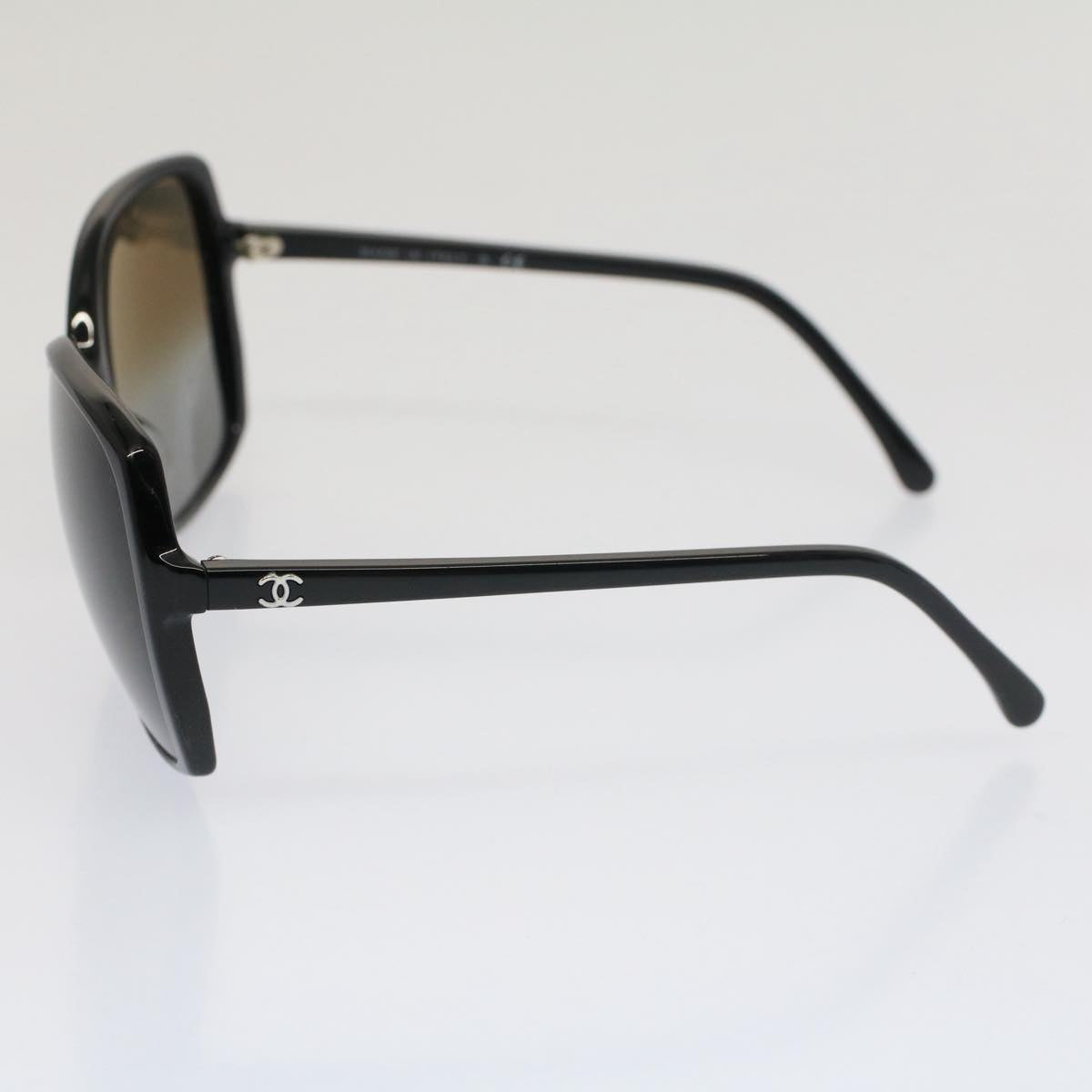 CHANEL Sunglasses Plastic Black CC Auth 53402