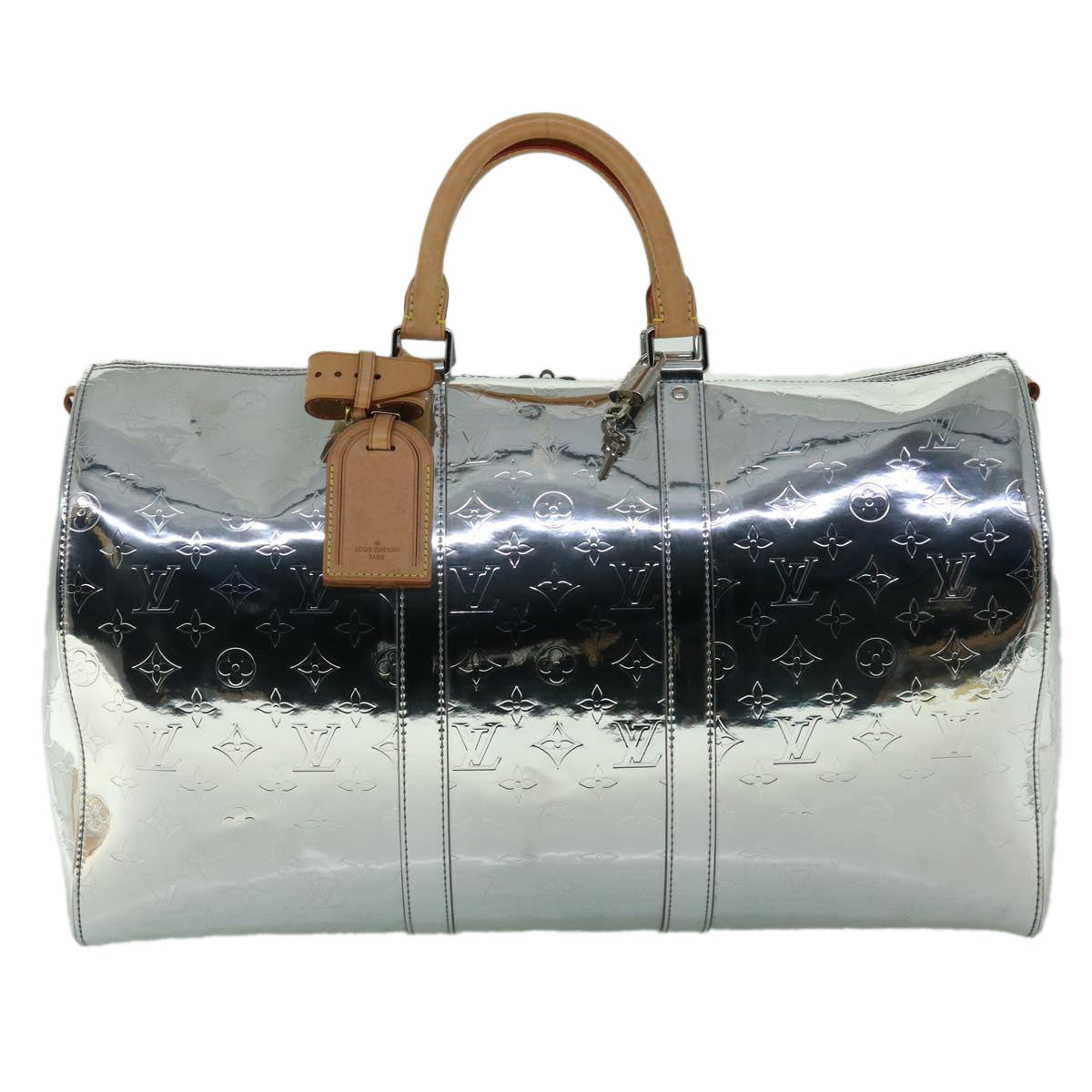 LOUIS VUITTON Monogram Keepall Bandouliere 50 Bag Silver M45886 LV Auth 53414S