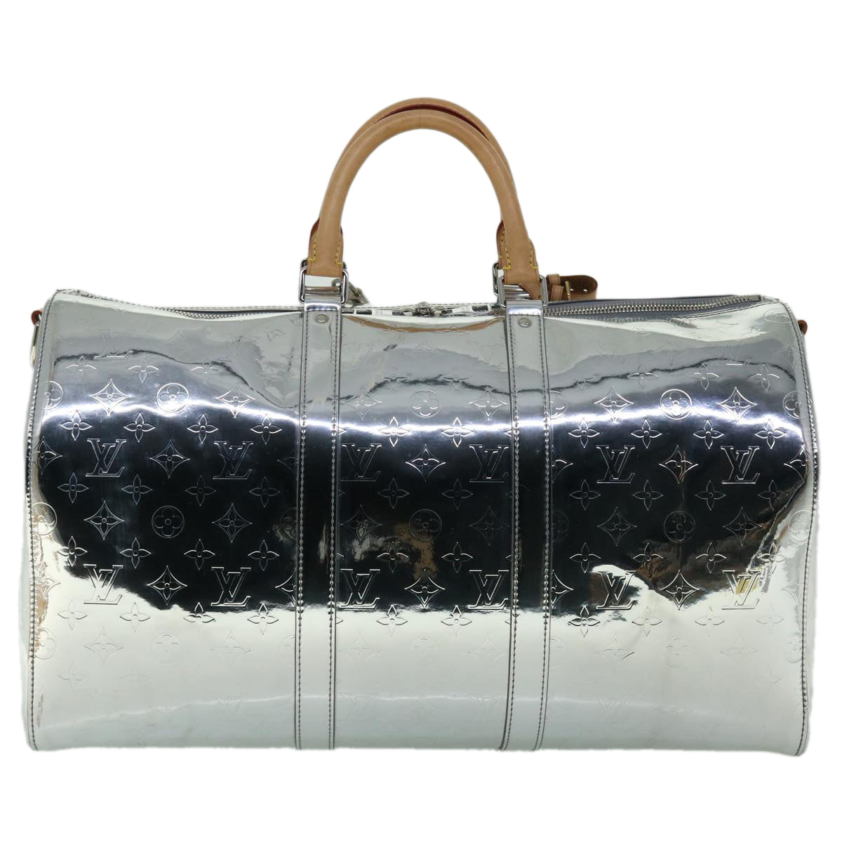 LOUIS VUITTON Monogram Keepall Bandouliere 50 Bag Silver M45886 LV Auth 53414S