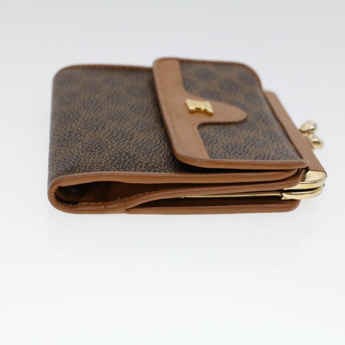 CELINE Macadam Canvas Gamaguchi Wallet PVC Leather Brown Auth 53477