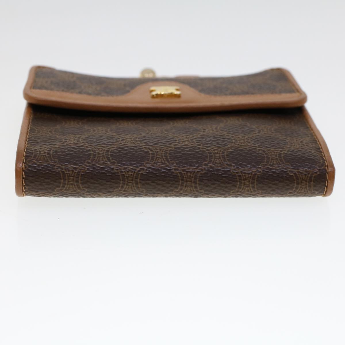 CELINE Macadam Canvas Gamaguchi Wallet PVC Leather Brown Auth 53477