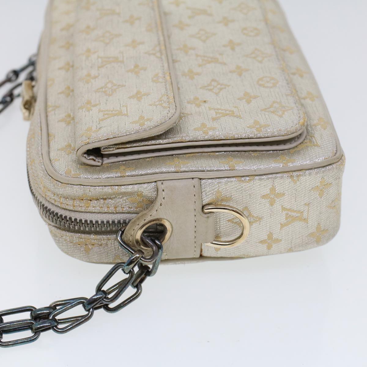 LOUIS VUITTON Monogram Shine McKenna Shoulder Bag Chain Silver M92362 LV 53518