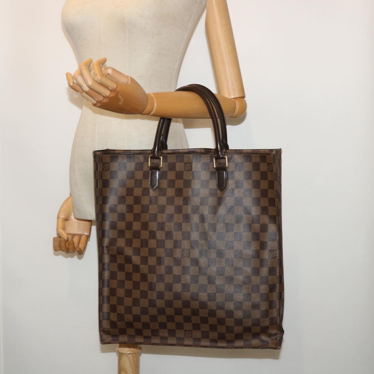 LOUIS VUITTON Damier Ebene Sac Plat Hand Bag N51140 LV Auth 53559