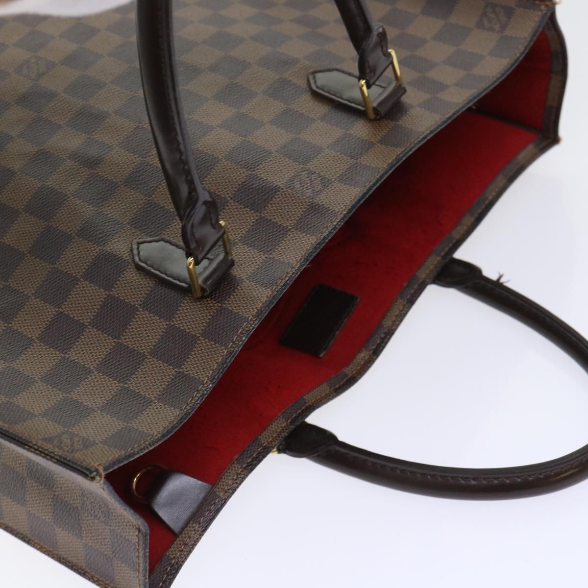 LOUIS VUITTON Damier Ebene Sac Plat Hand Bag N51140 LV Auth 53559