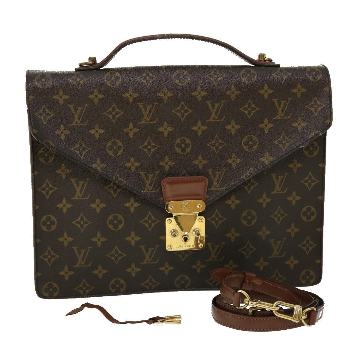 LOUIS VUITTON Monogram Porte Documents Bandouliere Bag 2way M53338 LV Auth 53575