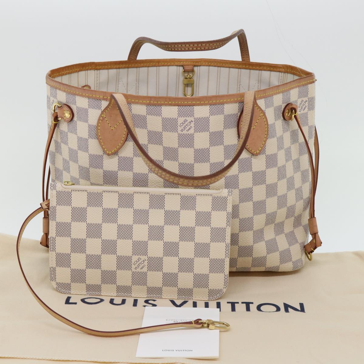 LOUIS VUITTON Damier Azur Neverfull PM Tote Bag N41362 LV Auth 53598