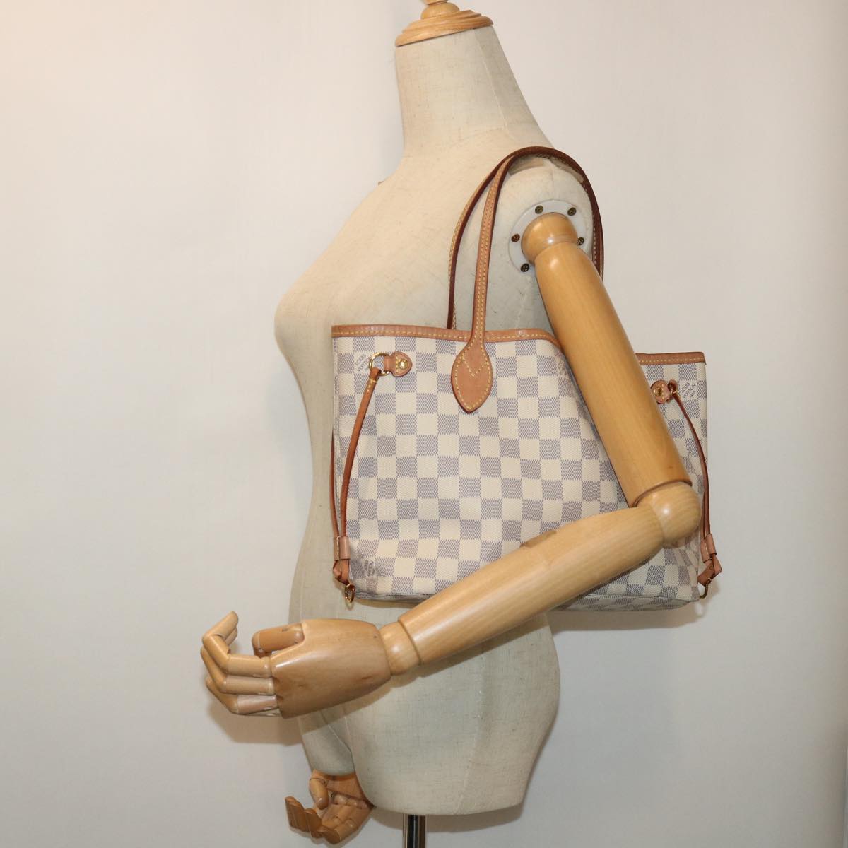 LOUIS VUITTON Damier Azur Neverfull PM Tote Bag N41362 LV Auth 53598