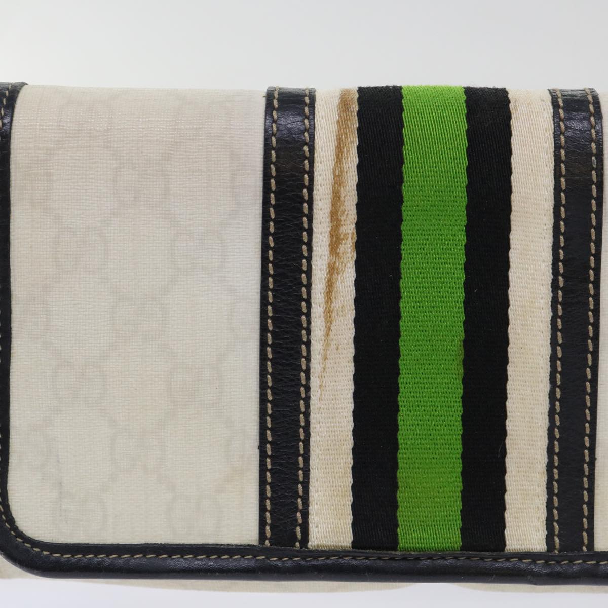 GUCCI GG Supreme Sherry Line Shoulder Bag White Green black 181064 Auth 53644