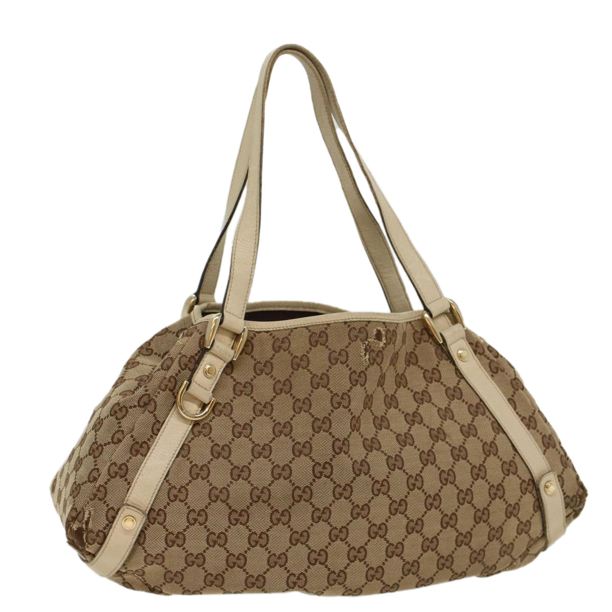 GUCCI GG Canvas Tote Bag Beige White Auth 53667