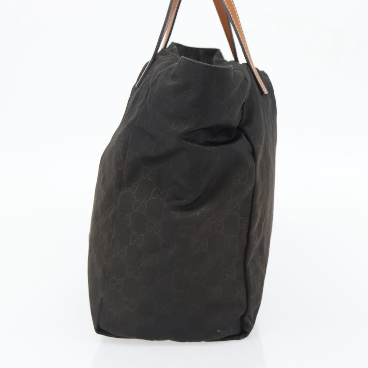 GUCCI GG Canvas Tote Bag Nylon Brown Auth 53670